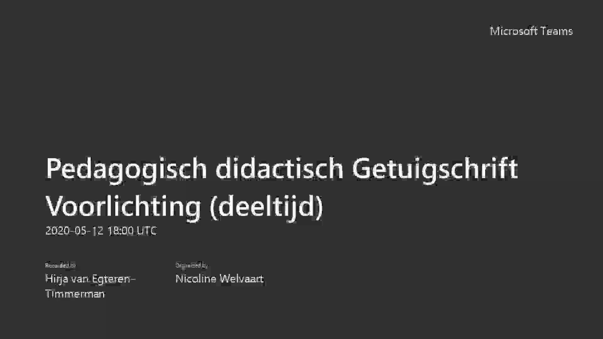 Pedagogisch Didactisch Getuigschrift Voorlichting Deeltijd